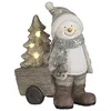 Image de HOUSE OF SEASONS Figurine de Bonhomme de Neige avec éclairage - L32 x l20 x H41 - Gris