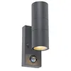 Image de Qazqa duo - Eclairage exterieur avec detecteur de mouvement - 2 lumière - H 210 mm - Gris foncé - Moderne - éclairage extérieur