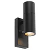 Image de Qazqa duo - Applique murale avec détecteur - 2 lumière - L 6 cm - Noir - Moderne - éclairage extérieur