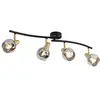 Image de Qazqa vidro - Plafonnier - 4 lumière - L 70 cm - Noir et Or - Art Deco - éclairage intérieur - Salon I Chambre I Cuisine I Salle à manger