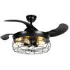 Image de Qazqa gaiola - Ventilateur de plafond - 5 lumière - Ø 106.7 cm - Noir - Rustique - éclairage intérieur - Salon I Chambre I Cuisine I Salle à manger