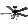 Image de Qazqa mistral - Ventilateur de plafond - 3 lumière - Ø 107.5 cm - Noir - Rustique - éclairage intérieur - Salon I Chambre I Cuisine I Salle à manger