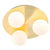 Image de Qazqa cederic - Plafonnier - 3 lumière - Ø 23 cm - Doré/Laiton - Moderne - éclairage extérieur - Salle de bains