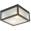 Image de Qazqa Buiten plafondlamp zwart met ribbel glas 2-lichts IP44 - Charlois