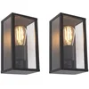 Image de Qazqa charlois - Applique murale - 1 lumière - L 14 cm - Noir - Rustique - éclairage extérieur