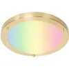 Image de Qazqa yuma - LED Dimmable Plafonnier variateur inclus - 1 lumière - Ø 31 cm - Doré/Laiton - Moderne - éclairage extérieur - Salle de bains