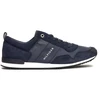 Image de Tommy Hilfiger pour homme. FM0FM00924 Baskets emblématiques en cuir avec lacets bleu marine (45), Noir, Plat, 1 à 3 cm, Casuel
