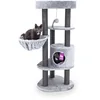 Image de Petrebels Arbre à Chat Charlotte 134 cm Gris, Arbre à Chats Compact avec Sofa XL, Hamac, Niche et Plateau de Repos