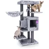 Image de Petrebels Arbre à Chat Cleopatra 134 cm, Couleur Gris, Arbre à Chat Design doté Les Poteaux de Ø 9 cm de Sisal Naturel
