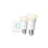 Image de Ampoules connectées Philips Hue Kit de démarrage ampoule connectée White 9.5 Watt E27 x2 + Philips Hue Bridge