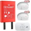 Image de ELRO FF0404 Kit de Protection Contre l'incendie - 2X détecteur de fumée avec Batterie de 5 Ans et Montage magnétique - Détecteur de CO avec capteur de 10 Ans - Couverture Anti-feu Rigide 1,2m x 1,2m