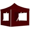 Image de vidaXL Tente de Réception Pliable Pavillon de Jardin Chapiteau de Jardin Tonnelle Pare-Soleil Imperméable Protection Contre UV Extérieur avec Parois 3x3 m Bordeaux