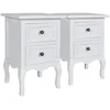 Image de vidaXL 4X Table de Chevet 2 Tiroirs MDF Blanc Table de Nuit Meuble de Chambre