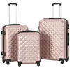 Image de vidaXL Valise Rigide 3 pcs Set de Valises Sac à roulettes Ensemble de Bagages Cabine Trolley à Main Bagage de Voyage Valise de Vacances Doré Rose ABS