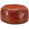 Image de vidaXL Pouf 60 x 30 cm Brun roux Cuir véritable de chèvre