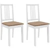Image de vidaXL Chaises à Manger avec Coussins Lot de 2 Blanc Bois Solide