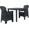 Image de vidaXL Ensemble de bistro 3 pcs Plastique Anthracite Aspect de rotin