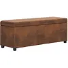 Image de vidaXL Banc avec compartiment de rangement 116 cm Marron Similicuir
