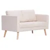 Image de vidaXL Canapé à 2 Places Tissu Crème