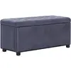 Image de vidaXL Pouf de rangement 87,5 cm Gris Similicuir daim