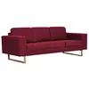 Image de vidaXL Canapé à 3 Places Tissu Rouge Bordeaux