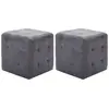 Image de vidaXL 2 pcs Tables de chevet Gris 30x30x30 cm Similicuir daim