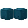 Image de vidaXL 2X Tables de Chevet Table de Nuit Tabouret Pouf Repose-Pied Armoire de Chevet Salon Salle de Séjour Maison Chambre à Coucher Bleu Tissu Velours