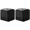 Image de vidaXL 2X Tables de Chevet Table de Nuit Tabouret Pouf Repose-Pied Armoire de Chevet Salon Salle de Séjour Maison Chambre à Coucher Noir Tissu Velours