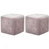 Image de vidaXL 2X Tables de Chevet Table de Nuit Tabouret Pouf Repose-Pied Armoire de Chevet Salon Salle de Séjour Maison Chambre à Coucher Rose Tissu Velours