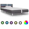 Image de vidaXL Cadre de lit avec LED sans matelas gris similicuir 90x200 cm