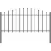 Image de vidaXL Clôture de jardin à dessus en lance Acier (0,5-0,75)x1,7 m Noir