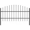 Image de vidaXL Clôture de jardin avec dessus en forme de lance en acier 170 x 100 cm Noir
