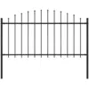 Image de vidaXL Clôture de jardin avec dessus en forme de lance en acier 170 x 150 cm Noir