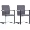 Image de vidaXL Chaises à manger cantilever lot de 2 gris foncé similicuir