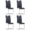 Image de vidaXL Chaises à manger cantilever lot de 4 noir similicuir