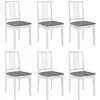 Image de vidaXL Chaises à manger avec coussins lot de 6 blanc bois solide