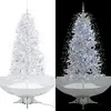 Image de Arbre de Noël neigeux avec base de parapluie Blanc 190 cm