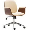 Image de vidaXL Chaise de bureau Crème Bois courbé et similicuir