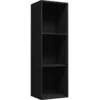 Image de vidaXL Bibliothèque Meuble TV Armoire Basse Meuble de Rangement avec 3 Compartiments Stockage Etagère à Livres Salon Maison Noir Aggloméré