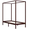 Image de vidaXL Pin Massif Cadre de Lit à Baldaquin Lit Simple Lit Adulte Lit Coffre Sommier à Lattes Chambre à Coucher Maison Intérieur Marron Foncé 90x200 cm