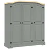 Image de vidaXL Pin Garde-Robe Mexicain 3 Portes Armoire à Vêtements Armoire de Rangement Organisateur Chambre à Coucher Vestiaire Maison Gris