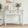 Image de vidaXL Table console Gamme Corona Pin mexicain Blanc 90x34,5x73 cm