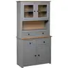 Image de vidaXL Buffet haut Gris 93x40,5x180 cm Pin Gamme Panama