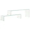 Image de vidaXL Ensemble de Table Basse 2 pcs Table d'Appoint Table de Salon Bout de Canapé Table de Canapé Maison Intérieur Salle de Séjour 90x30x20/110x30x40cm Verre trempé