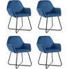 Image de vidaXL Chaises à manger lot de 4 Bleu Velours