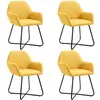 Image de vidaXL Chaises à manger lot de 4 jaune tissu