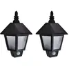 Image de vidaXL Appliques murales solaires 2 pcs avec capteur de mouvement Noir