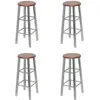 Image de vidaXL Tabourets de bar lot de 4 argenté et marron MDF