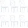 Image de vidaXL Chaises à manger lot de 6 blanc bois d'hévéa massif