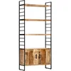 Image de vidaXL Bibliothèque à 4 Niveaux Armoire à Livres Etagère à Livres Meuble de Rangement avec 2 Portes et 3 Etagères 80x30x180 cm Bois de Manguier Brut